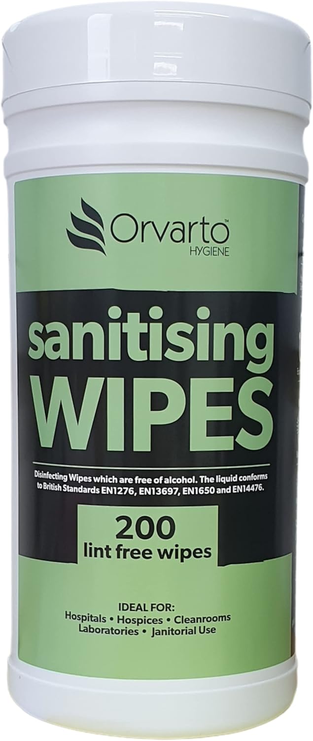 Orvarto Hygiene, Disinfectant Wet Wipes, Tub of 200. Multi purpose