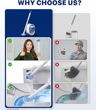 SOPAMI Disposable Toilet Brush with 32 Refills Deep Cleaning Touch Free | Auto Lid Opener Wall-Mounted Toilet Wand Kit for Deep Cleaning Bathroom Touch Free Access Toilet Bowl Cleaner