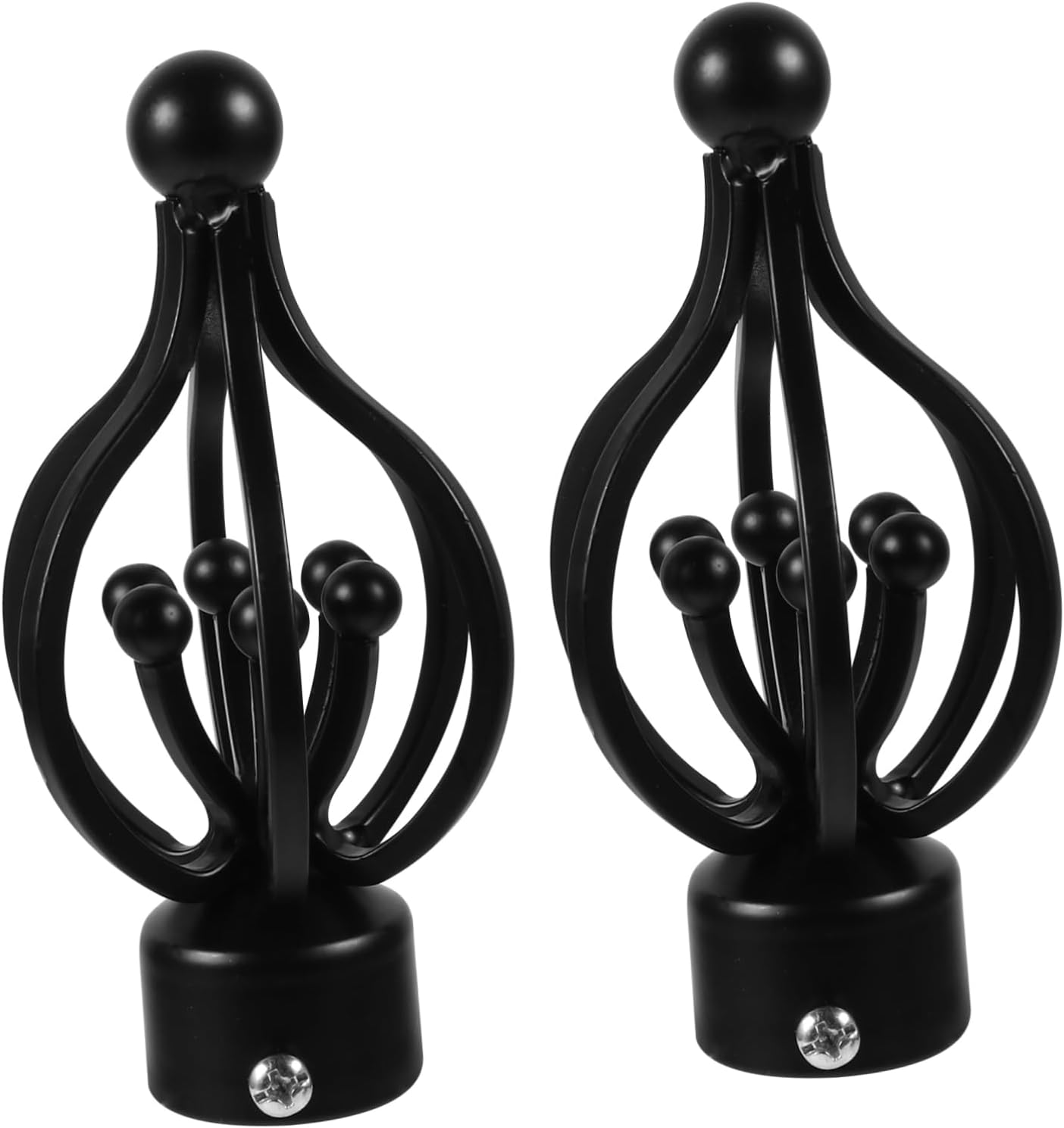 PRETYZOOM 2pcs Elegant Iron Decorative Head Plugs for Double Rods Curtain Pole Home Decor