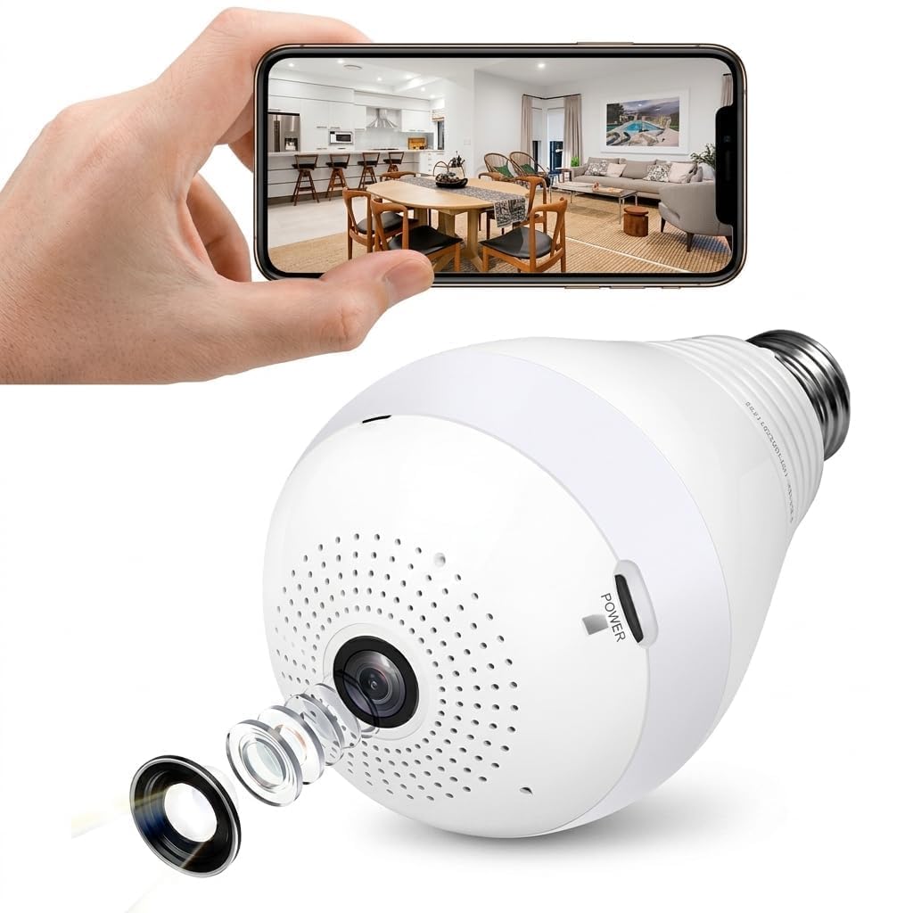 DDLC 3MP Indoor WiFi Light Bulb Camera for Home Security with 360° View | Smart LED Wireless Light Socket Bulb | Motion Detection & Mobile App V380 Pro (Bulb Camera)-image-39
