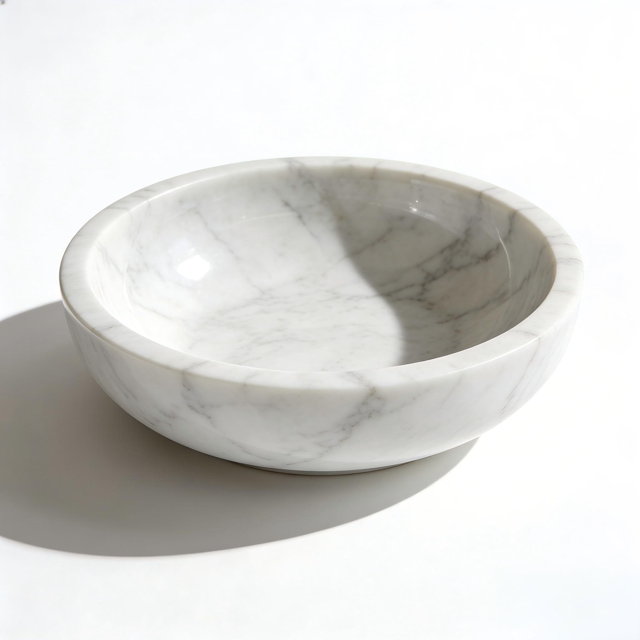 SIRIZEN-DIVING White Marble Decorative Bowl, 7.87-Inch
