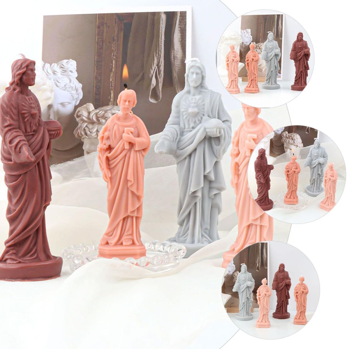 Molde de Silicona para Velas DIY Forma de Jesús, Molde Pequeño Flexible y Duradero para Hacer Velas Artesanales, Jabón y Resina, Antiadherente y Fácil de Limpiar para Manualidades