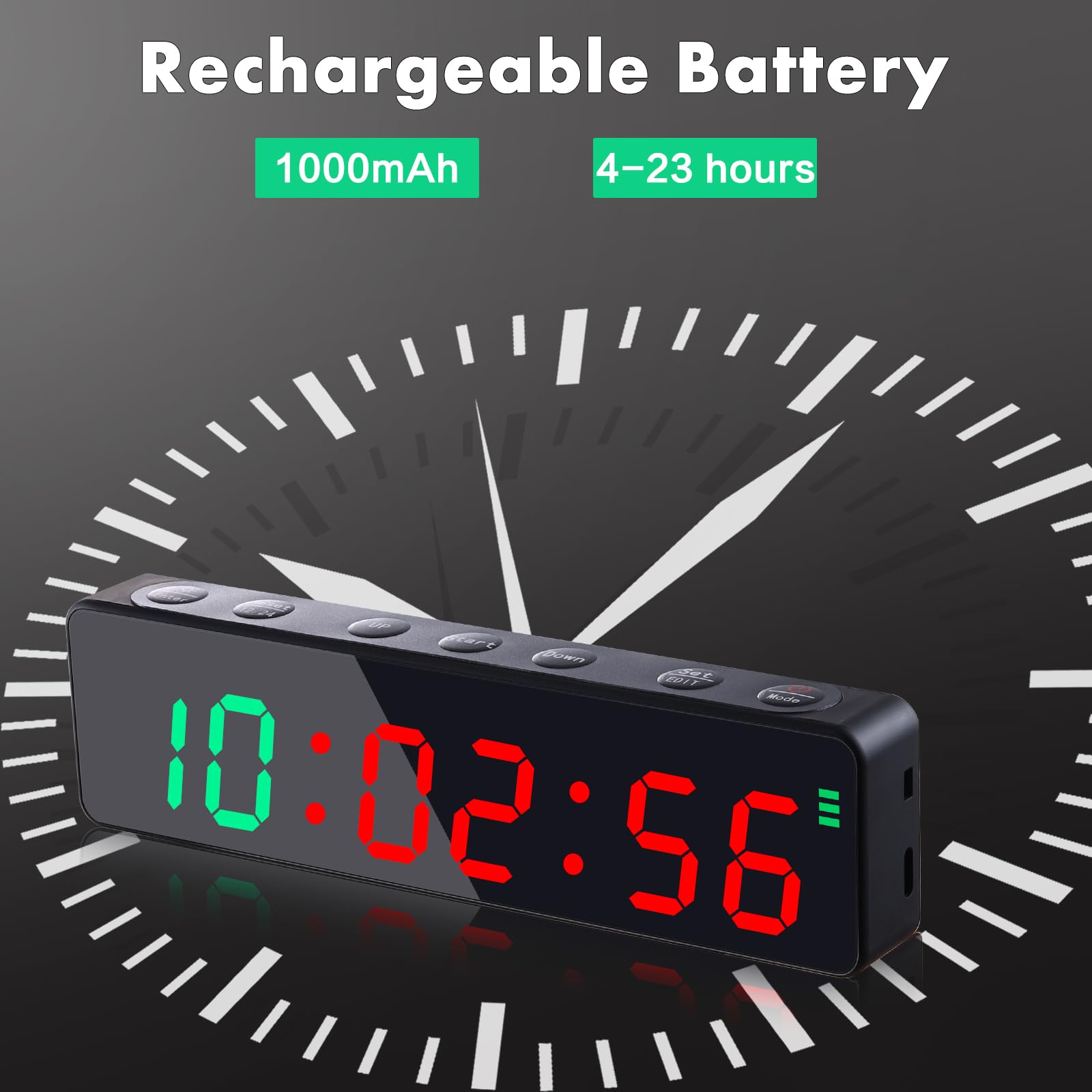 PELLOR Temporizador Multifunción para Gimnasio - Portátil Reloj Cronómetro LED con Potente Imán, 5 Niveles Brillo, Cuenta Regresiva/Progressiva, Timer per Intervalli Fitness para Casa/Garaje/Boxeo