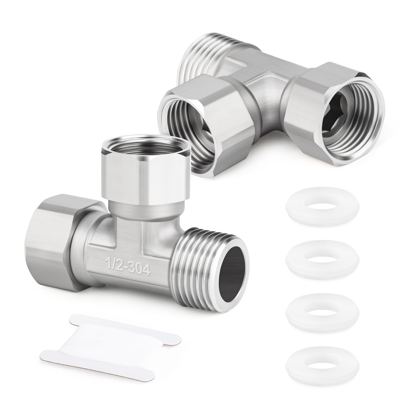 ERGAOBOY 1 piezas de conector en T flexible y móvil de 3 vías, acero inoxidable 304, 1/2" macho BSP, tuerca de unión en T para rociador, válvula angular, brazo de ducha — view 31