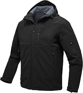 JHMORP Men's Spring Fall Jackets Waterproof Lightweight Full Zip Hiking Work Softshell Fleece Jacket Coat