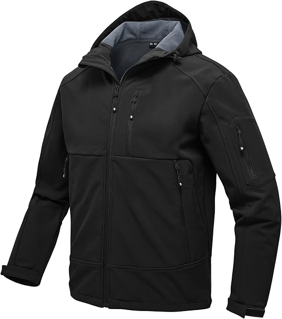 JHMORP Men's Spring Fall Jackets Waterproof Lightweight Full Zip Hiking Work Softshell Fleece Jacket Coat