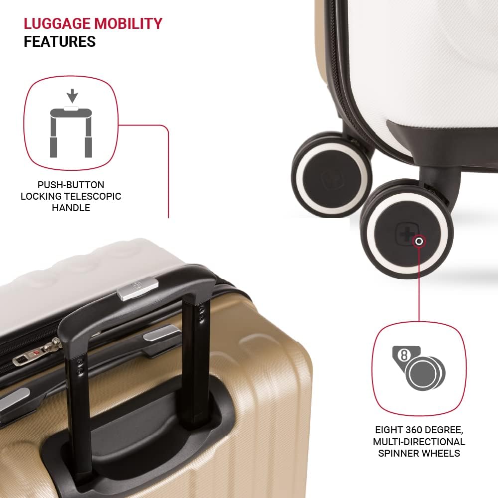 SwissGear Duet Expandable Luggage, Hard Shell Large Luggage with Spinner Wheels