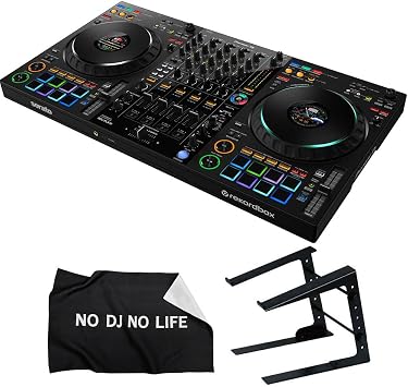 Pioneer 4CH DJ Controller DDJ-FLX10 + PC Stand + Dust Cover Set Compatible with rekordbox and Serato DJ Pro dj ddj