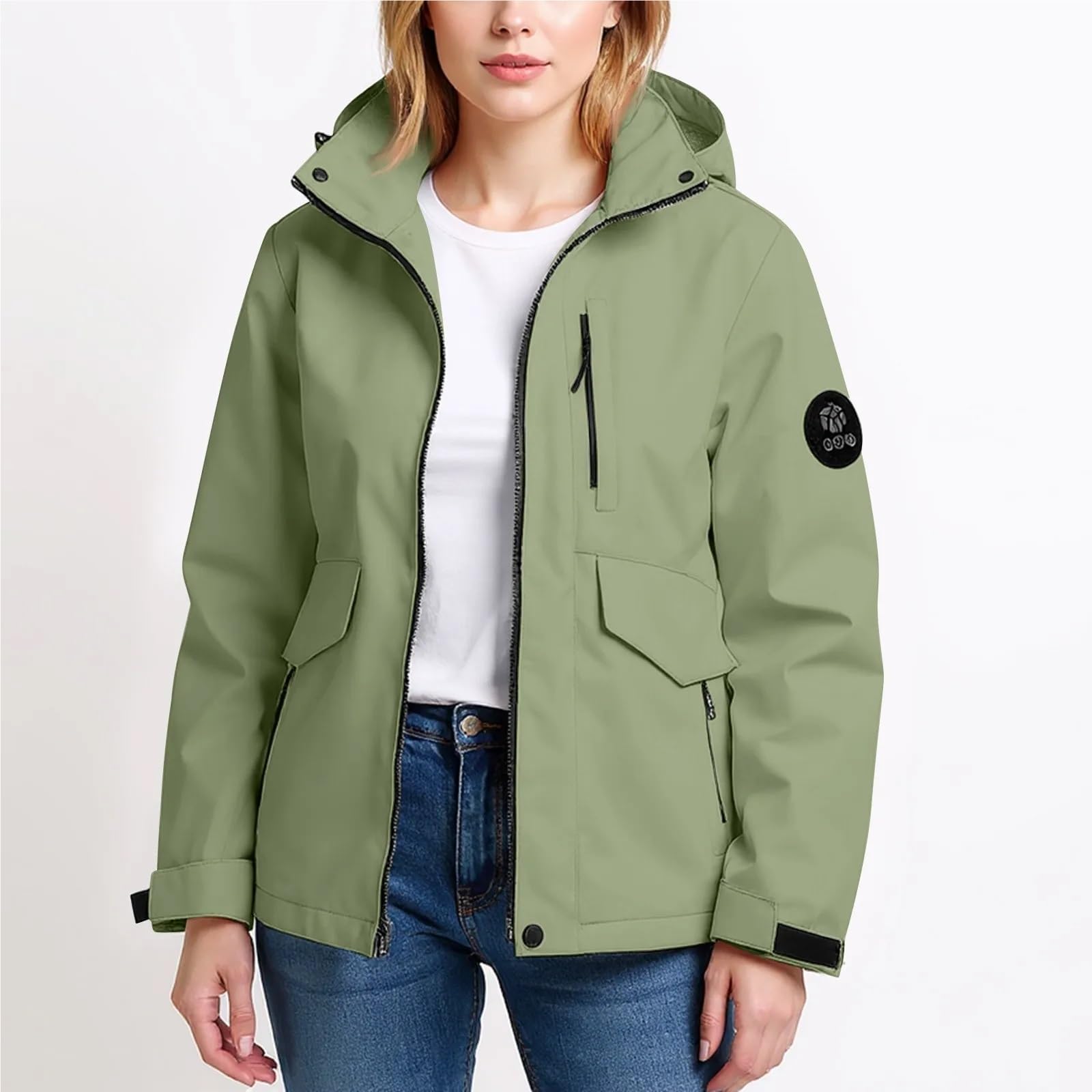 Chaqueta De Senderismo Chaqueta con capucha y cremallera de otoño, color sólido, resistente al viento, impermeable, fina, for deportes aire libre, ropa montañismo Para Senderismo