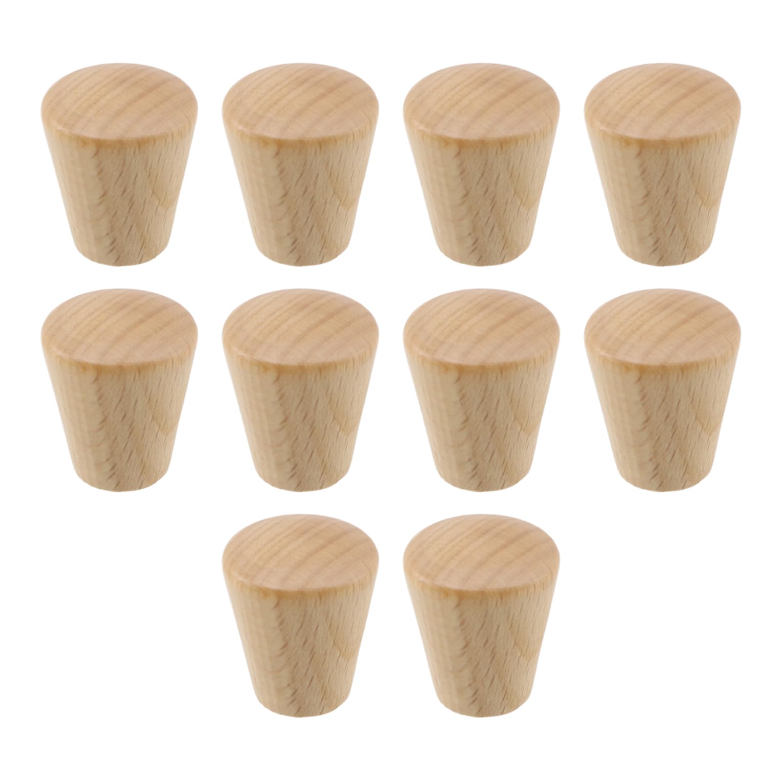 Savagrow 10PCS 0.94" × 1.1" Cambered Surface Solid Wood Drawer Knobs, Solid Wood Single-Hole Handles Cabinet Beech Wood Handles for Dresser Wardrobe