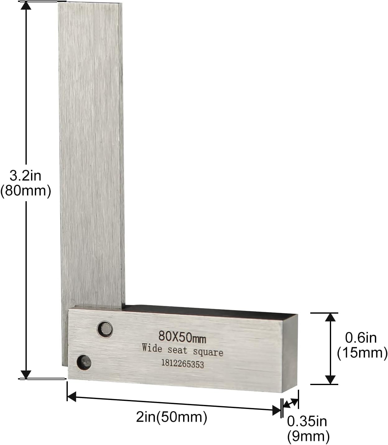 Machinist Square Set Engineer Precision Mini Wide Base 90 Degree Right Angle Ruler Hardened Steel 4 Pieces, Silver (BG-0326)