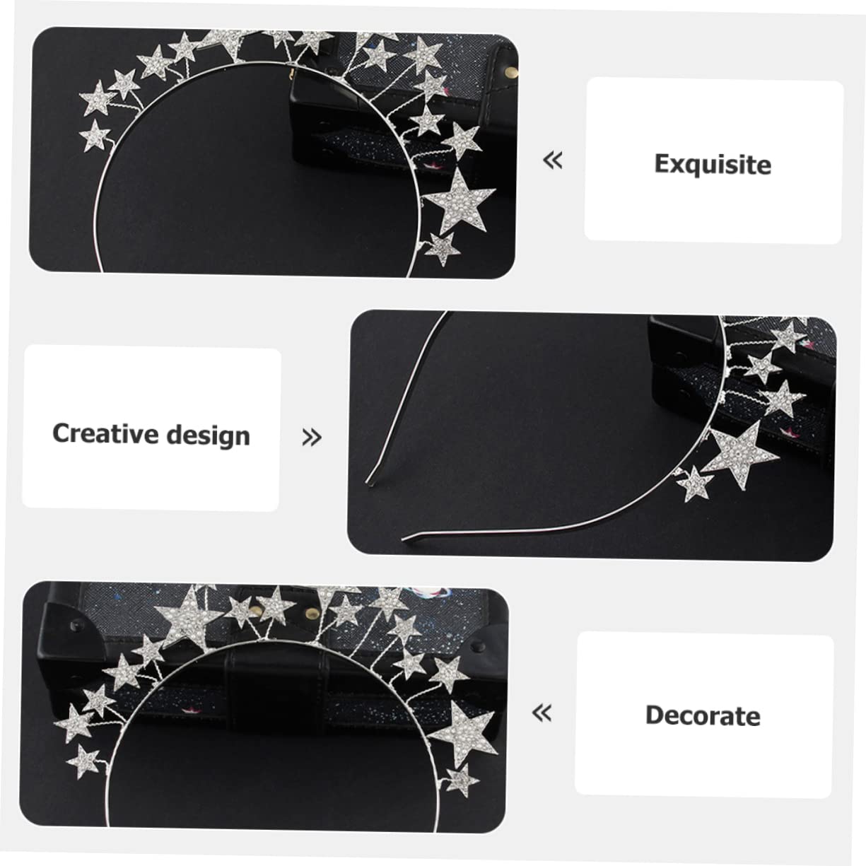 FRCOLOR 4 Pezzi Fascia Per Con Stelle Di Strass Per Donne Fascia Larga Per Da Sposa Fasce Larghe Per