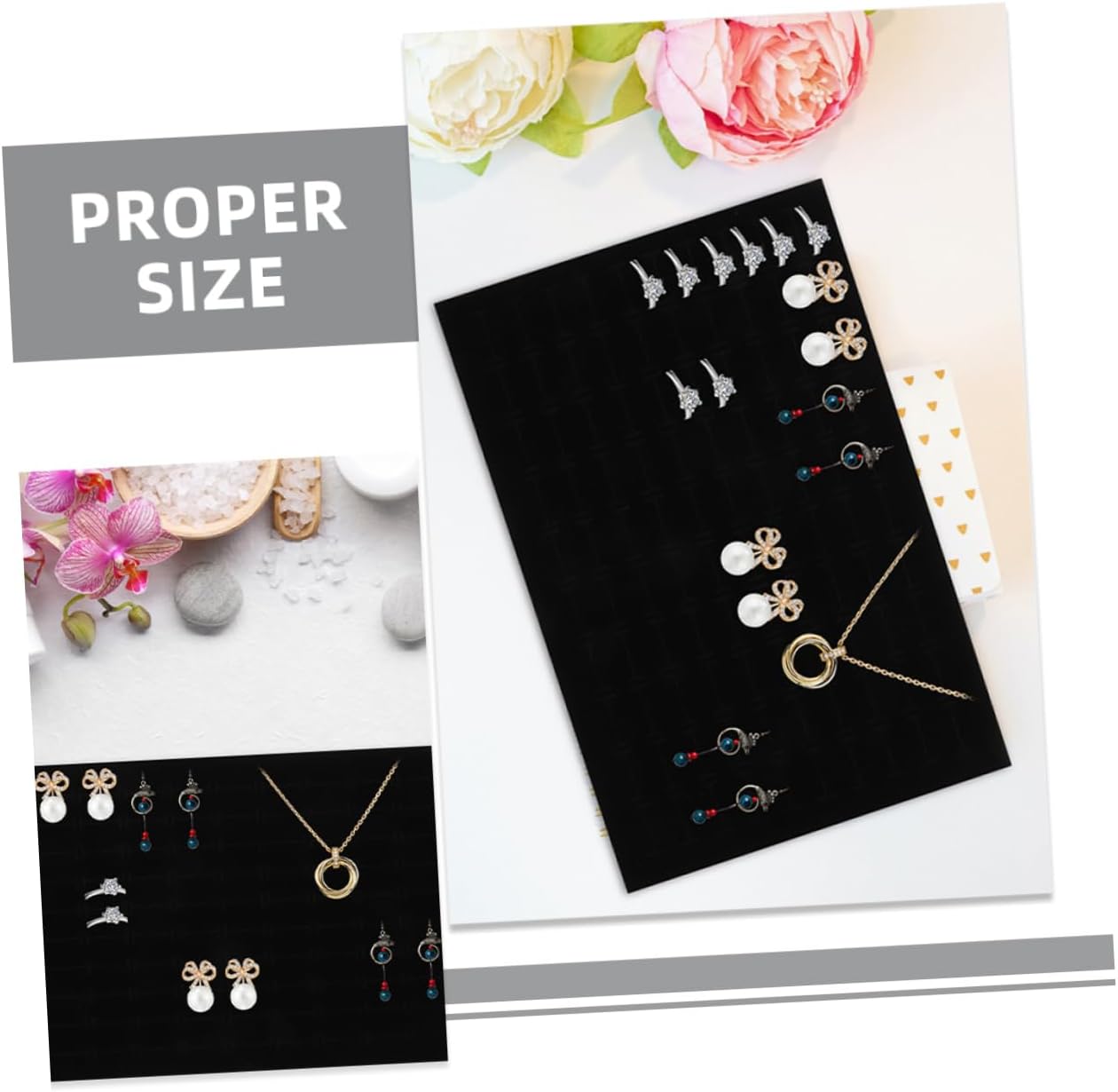 Unomor Jewelry Box Sponge Insert Pad 7pcs Black with Many Slots image 5
