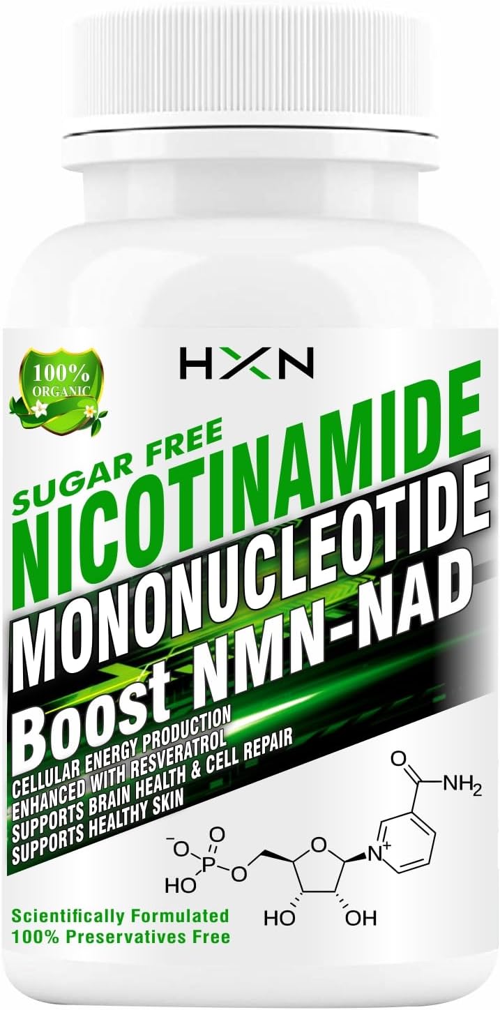 HXN NMN Supplements 500mg, Nicotinamide Mononucleotide With Vitamin C, B3, Resveratrol, Quercetin Help NAD Metabolism Booster, Energy & Skin Good Health Supplement-30 Tablets (No Capsules Pack1)