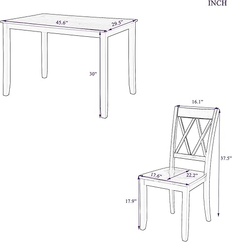 Miniatura 2 de Harper & Bright Designs Juego de mesa de comedor de madera de 5 piezas para 4, juego de muebles de cocina con 4 sillas de comedor con respaldo alto