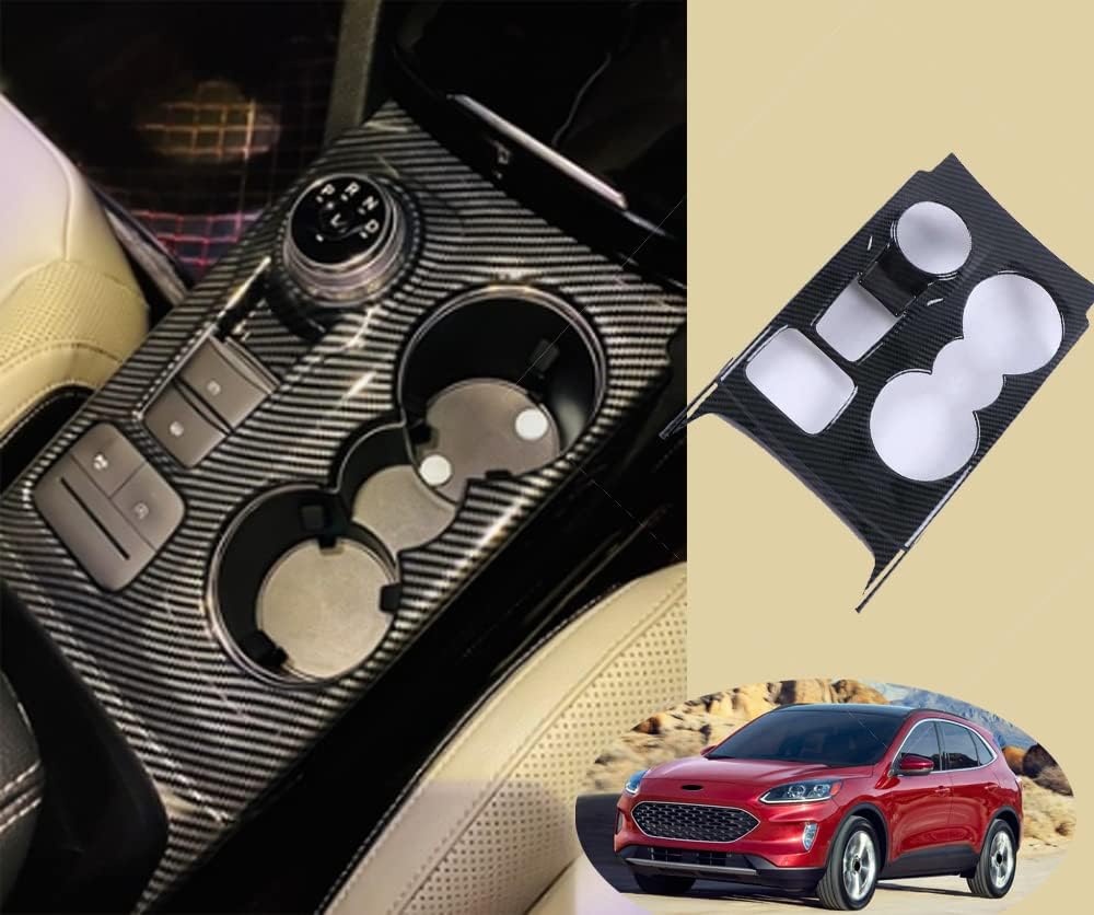 Shift Boots Knobs Car Accessories for Ford Eacape 2020 Carbon Fiber Central Control Gear Shift Panel Frame Cover Trim Sticker Auto Interior Parts (TQW at)
