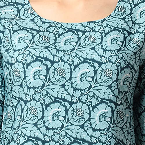 Image of Pinkmint Women's Crepe Grey Color Floral Printed Straight Kurti[NB-530357]