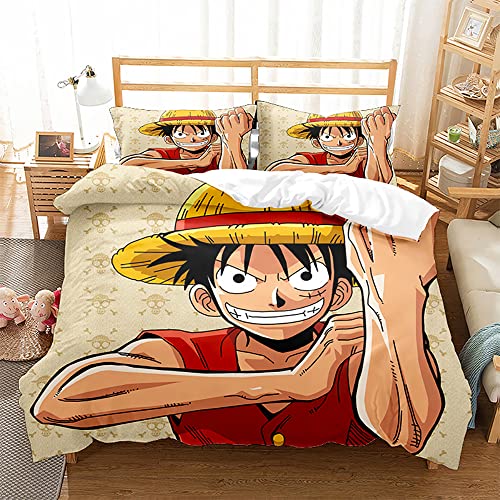 Ste-X Ropa De Cama Juego De Sábanas De Algodón One Piece Luffy Zoro Nami, Funda Nórdica De Media...