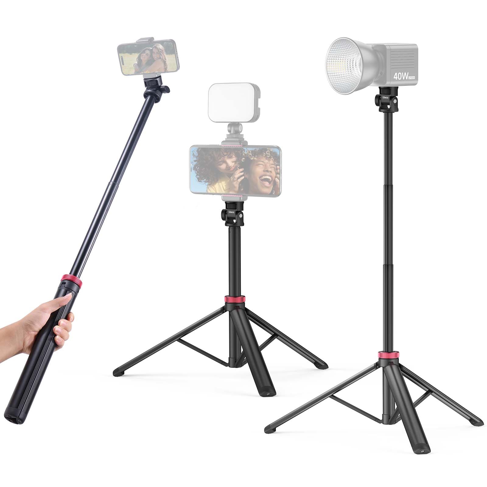 Treppiede estensibile in alluminio ULANZI MT-79, supporto leggero portatile da 204 cm con vite da 1/4 di pollice, regolazione dell'angolo di 180°, treppiede per fotocamera, luce video, smartphone