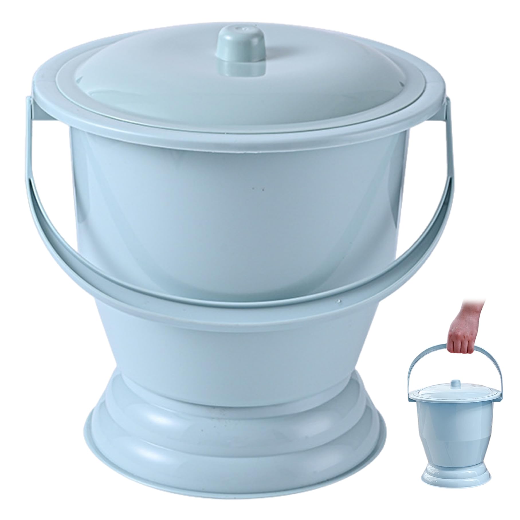 Pastoralist Women's Blue Chamber Pot, Portable Bedside Urinal With Lid And Handle, Strong Bearing Capacity Commode Bucket, Plastic Pee Bucket For Pregnant Elderly Children Chamber Pot