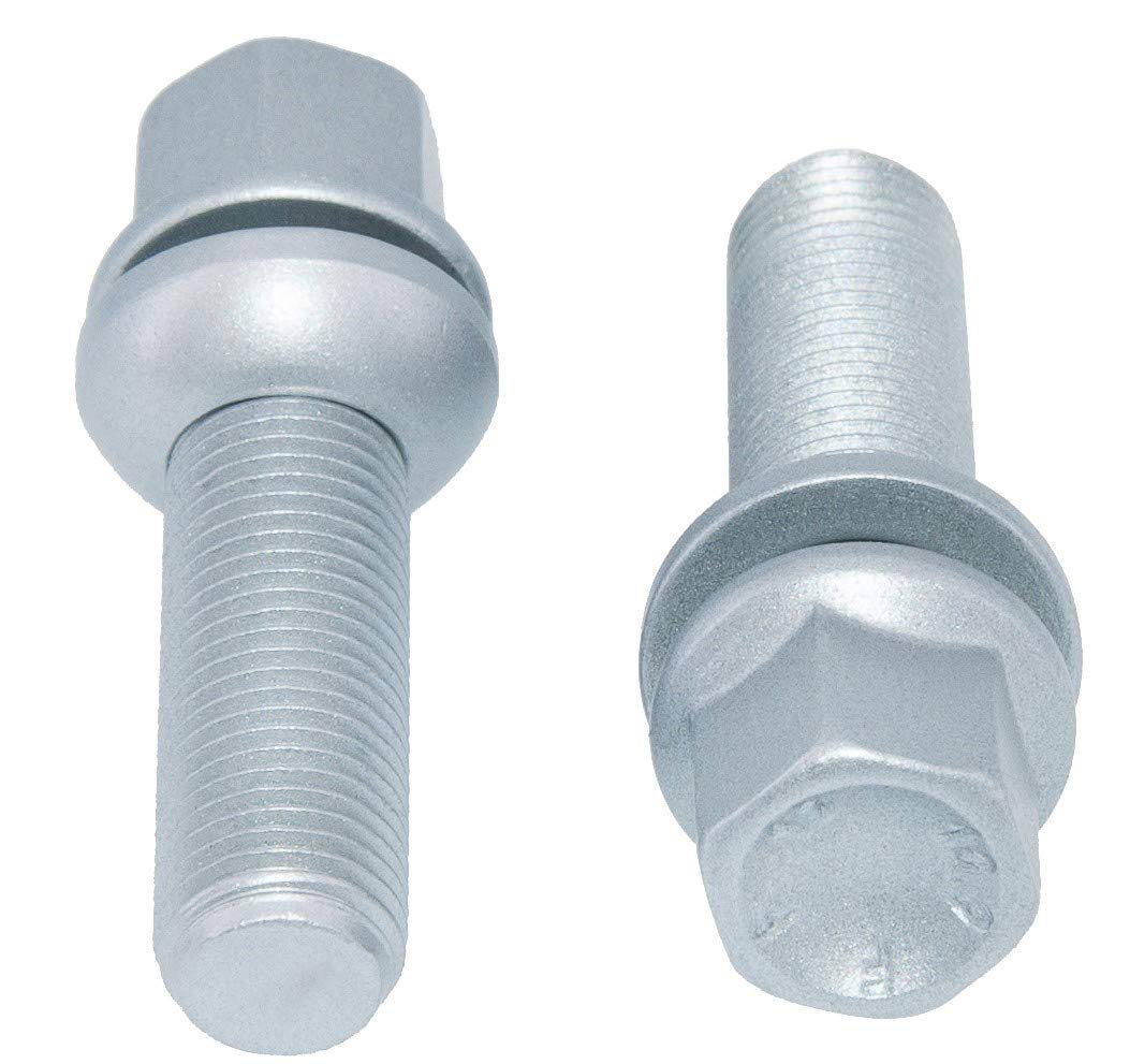 Levando 20 sztuk 2-częściowy zestaw śrub do kół, M14 x 1,5, długość trzonu z kulkami R13, ruchome D = 26 mm SW17 – zestaw sworzni kół pasuje do modeli Audi A, VW Golf, Passat, Polo, UVM, kolor srebrny