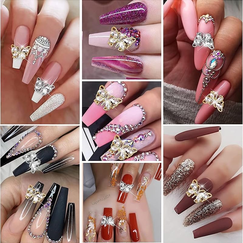 【上品で大人気♪】100 個 3D ネイルラインストーン蝶ネイルチャームクリスタルジルコンネイルアート装飾ダイヤモンド高級ネイルアートパーツアクセサリ