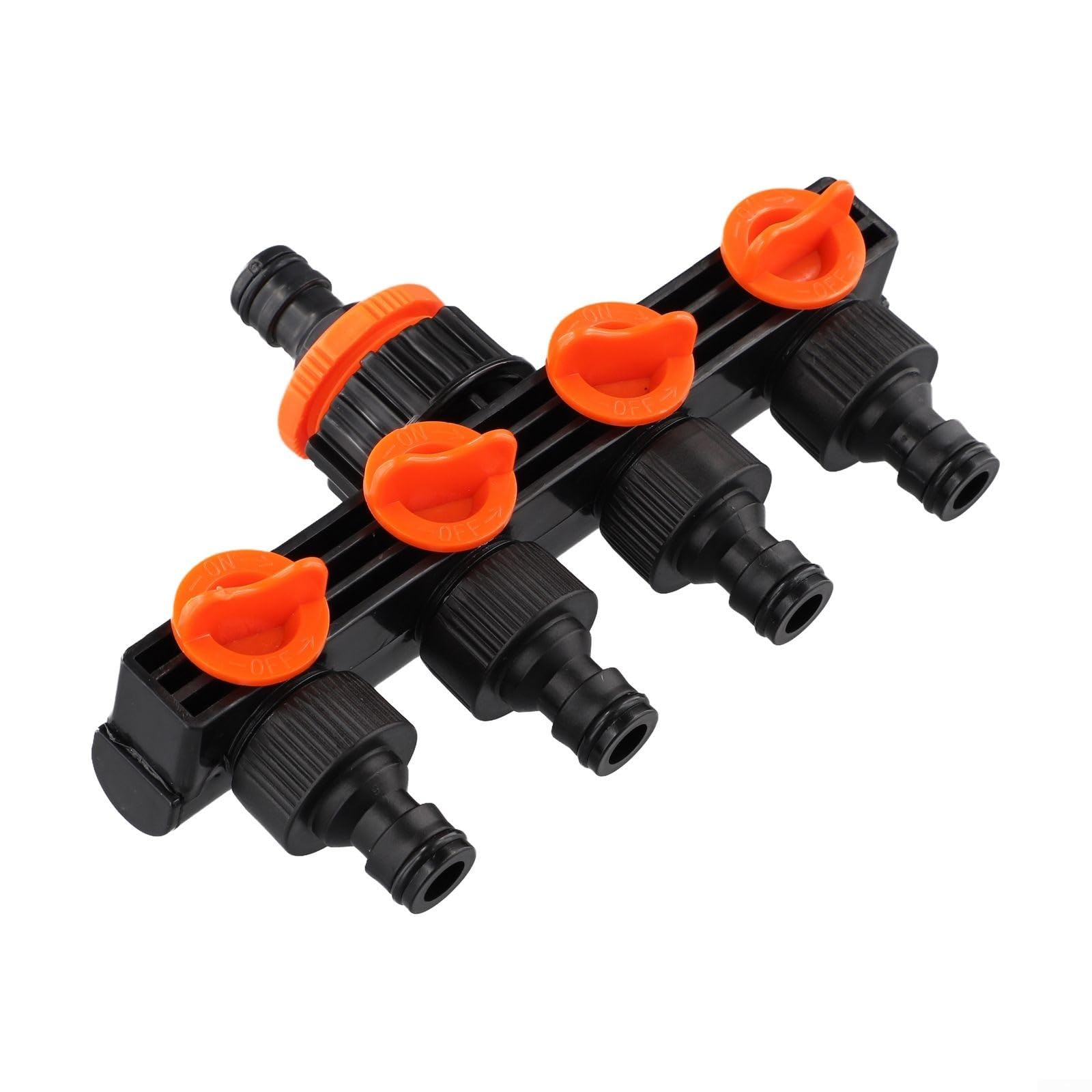4 Way Garden Hose Splitter Tap Adapter with Individual Valve Control, Heavy Duty Outdoor Watering Connector for Lawn Irrigation, Hose Pipe Diverter Manifold