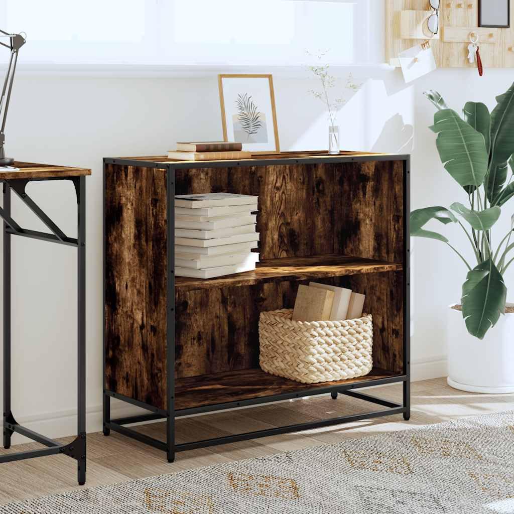 Libreria 80,5 x 35 x 76 cm, in metallo rovere affumicato