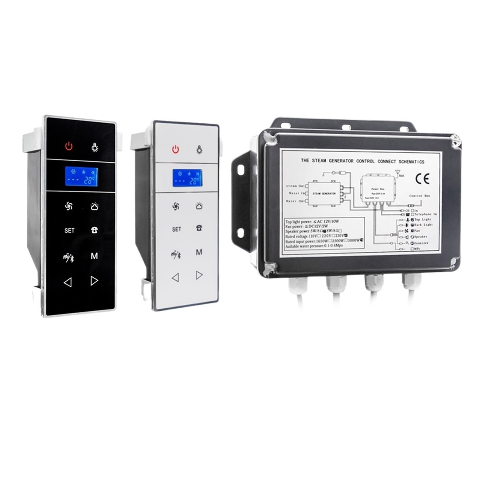 Mini macchina for sauna a e montata a parete da 3KW, kit di accessori for bagno turco con doccia display LCD for controller for for telefono,Altamente Efficiente | VS-9007W-3KW-1-BP