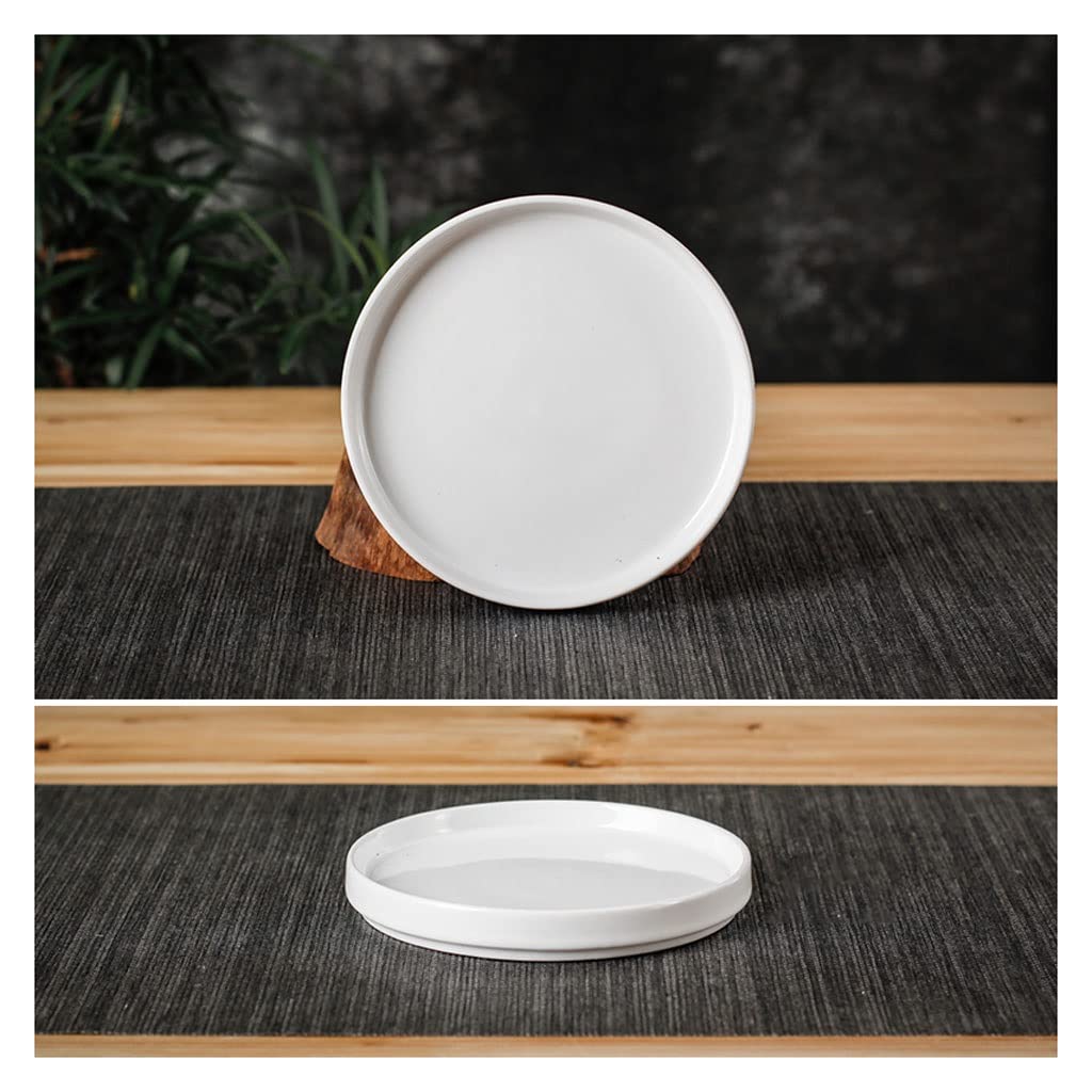 Ogrodowa taca na kwiaty roślina domowa taca na wodę ceramiczna podwozie salon roślina doniczka na kwiaty podstawa okrągła taca (kolor: Biały, rozmiar: 21 cm)