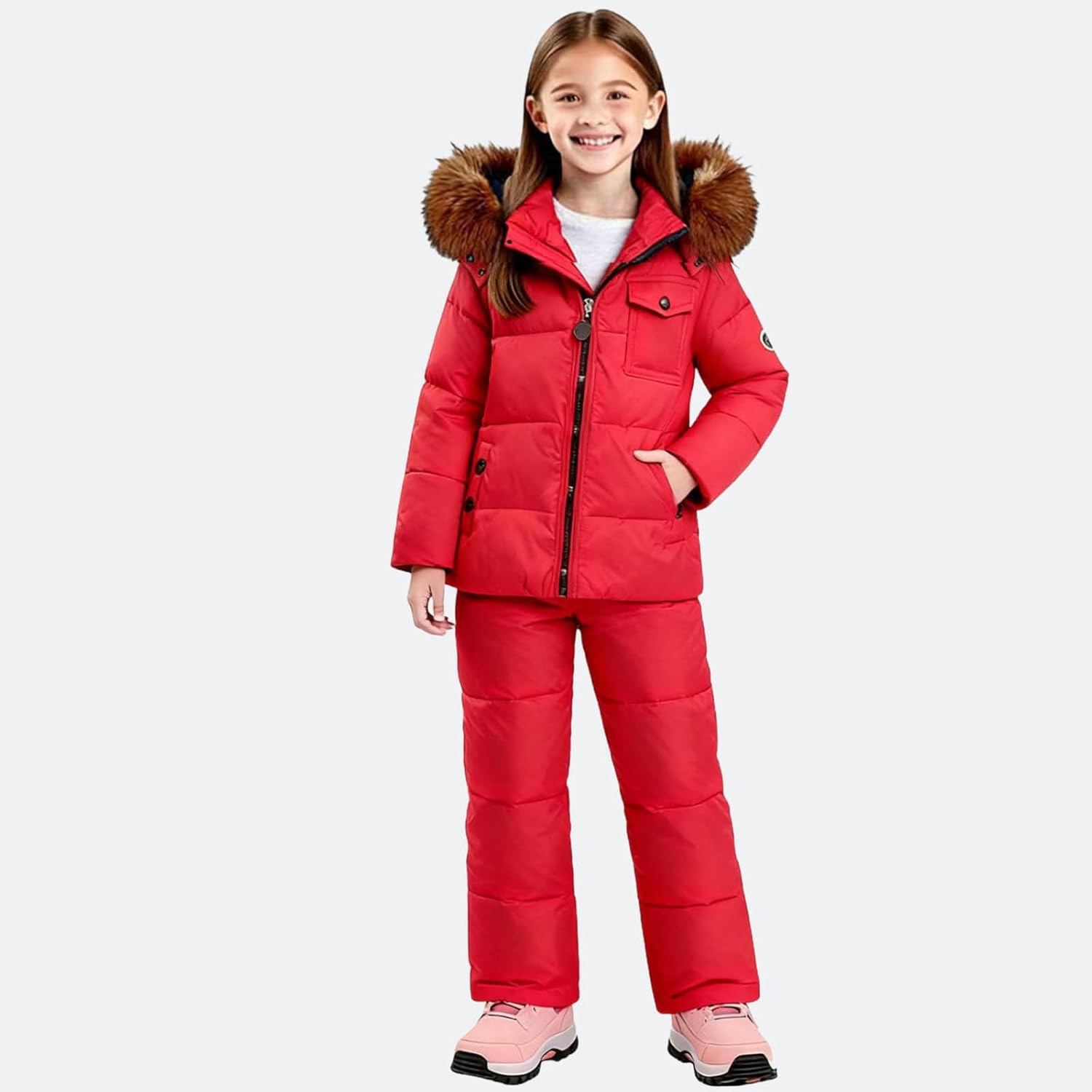 Kids Ski Suit Girls Boys Snowsuits Winter Hooded Ski Jacket Pants Set Snowboard Waterproof Windproof Warm Snow Suit
