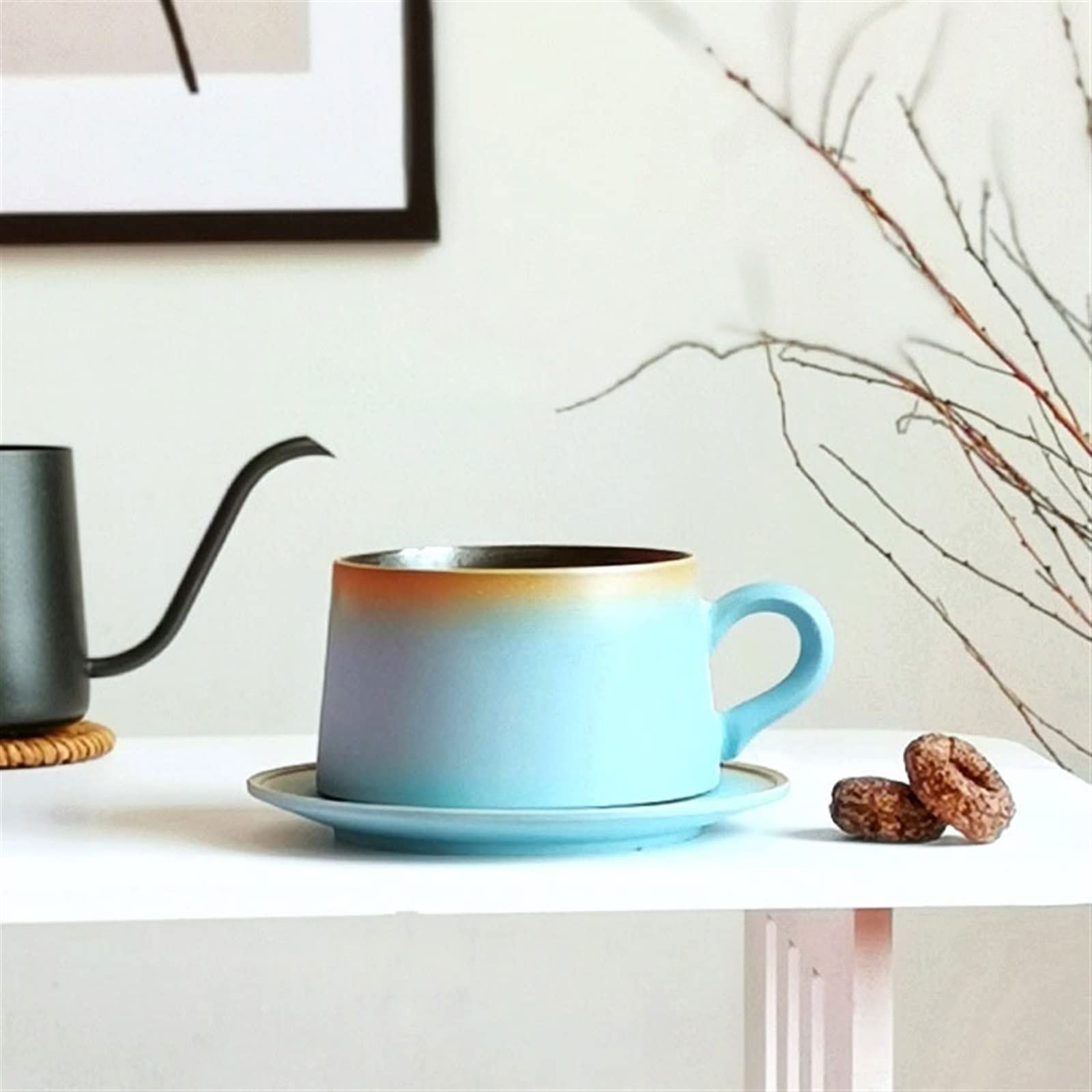 Kubek 220 ml wykwintny ceramiczny zestaw filiżanek do kawy i spodków wysokiej klasy biurowy kubek do latte domowy i komercyjny kubek do kawy filiżanka do kawy