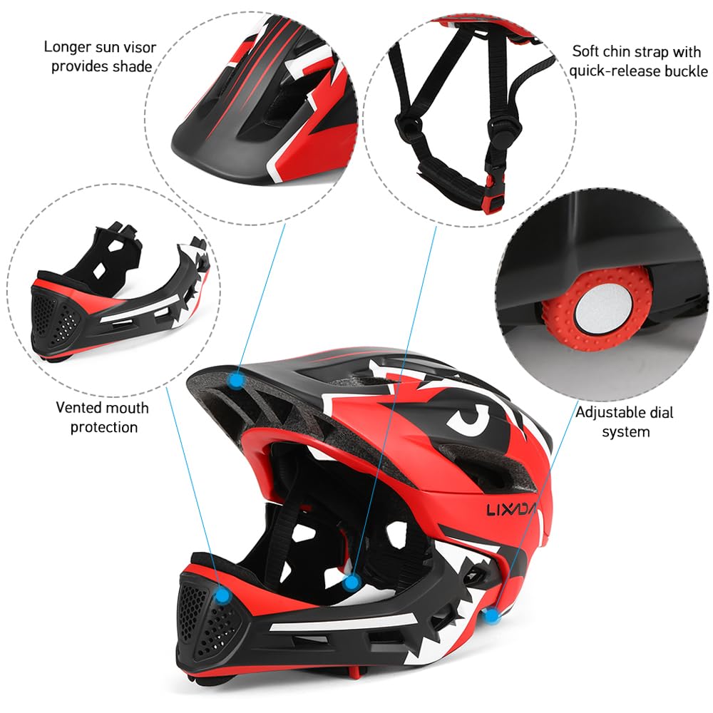 Kask rowerowy dla dzieci, zdejmowany kask na całą twarz, kask ochronny do jazdy na rowerze, deskorolce, wrotkach