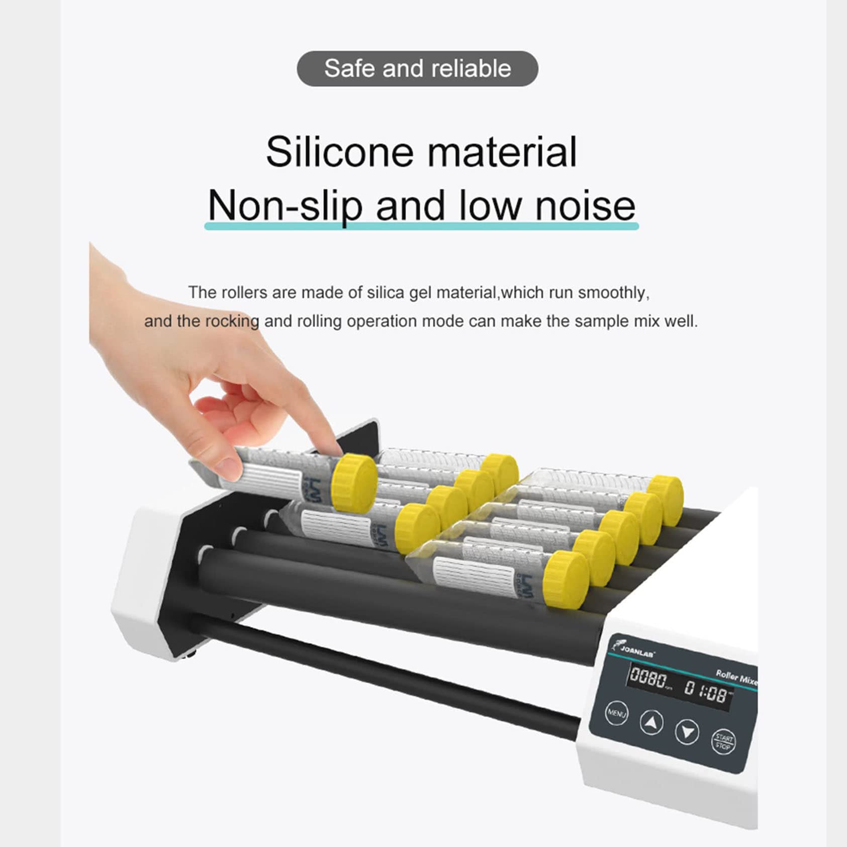 Agitatore Digitale Orbitale Compatto, Frullatore a Rulli, velocità Regolabile 20-80 RPM, Agitatori Rotatori Orbitali con modalità Timer E Display Digitale a LED per Laboratori E Aule,RM-8Pro