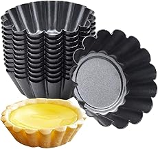 HQDeal 12 Packs Egg Tart Mold, Mini Carbon Steel Cake Muffin Moulds Tins Pans, Non-Stick Cupcake Cake Moulds, Pudding Moulds, Baking Cookie Moulds, Kitchen Reusable Baking Tools