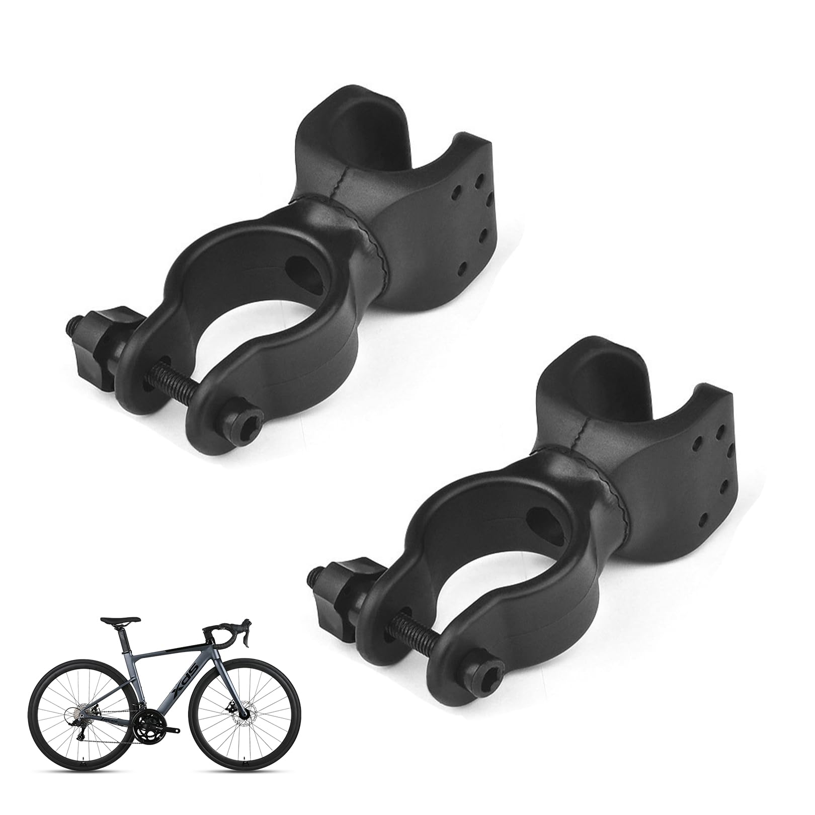 2 Pcs Walking Stick Holder For Mobility Scooter,Crutch Rollator Accessories U Shape Black Adjustable Twistable Bending Cane Clip Scooters Stand Holders Bicycle Rack Crutches for Wheelchair Elderly