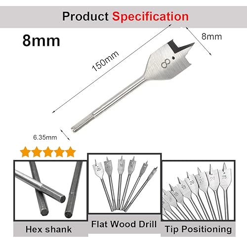 Vista 57 de SagaSave Broca de pala de acero de alto carbono de 1.417 in, broca plana para carpintería, madera blanda y dura, tablero de yeso, clinker, caja
