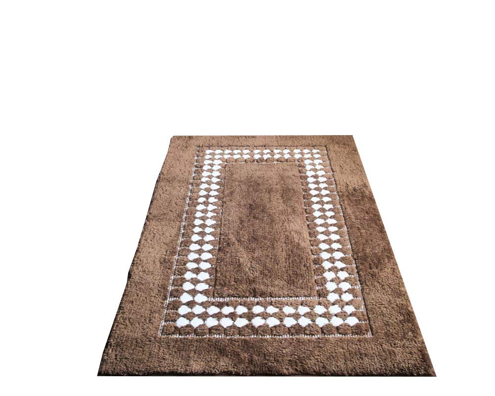 Tapis géométrique anti-glisse marron pour sécuriser les petits sols