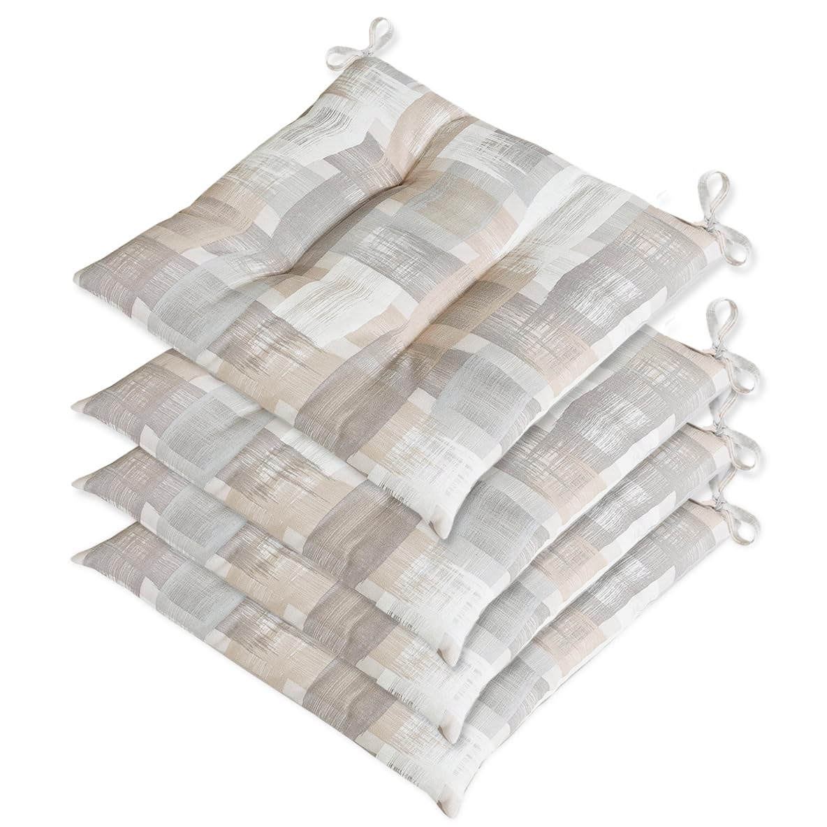 emmevi Set 4 Cuscini Sedia Shabby Chic Morbidi Imbottiti Ovatta Universali Coprisedie Cotone Lavabile