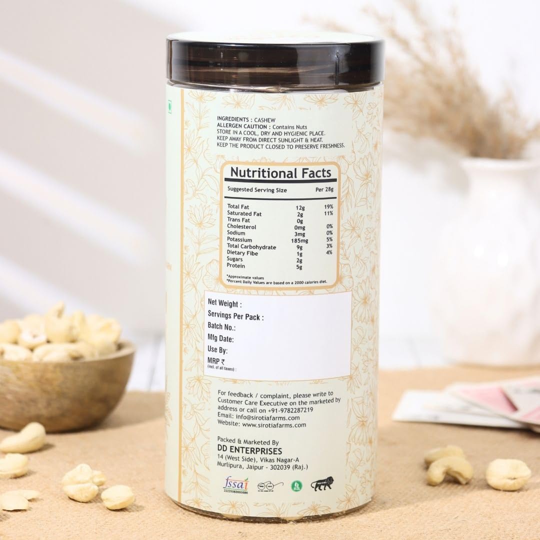 Sirotia Farms Premium Whole Cashews (Kaju) 500g | W320 Grade, Jumbo Size | Rich in Protein & Healthy Fats | 100% Natural, Fresh & Crunchy | Nuts & Dry Fruits 2
