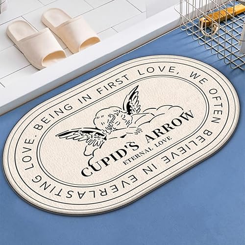 Miniatura 2 de Alfombra de baño ultra suave y pequeña, antideslizante, ovalada, de dibujos animados, para bañera, súper absorbente, lavable, gruesa, felpudo de