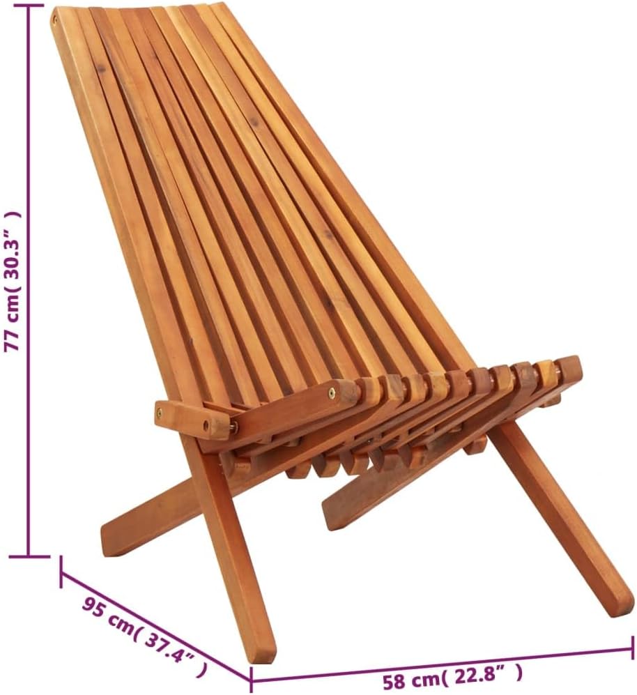 Folding Patio Lounge Chair,Camping Chair,Armchairs,Lawn Chairs,Deck Chair,Club Chairs,Bistro Chairs,Foldable Design for Easy Storage,for Garden,Backyard,Lawn,Porch,Solid Acacia Wood