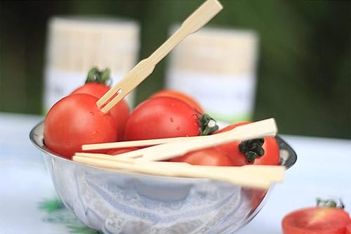 Miniatura 5 de Lawei Paquete de 6 mini tenedores de bambú de 3.5 pulgadas, 600 piezas de palillos de frutas de bambú para aperitivos, cócteles, frutas, pasteles,