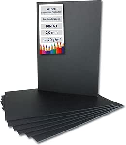 NEUSER PAPIER 5X Book Binding Cardboard DIN A4 In Black, Thickness: 2 Mm, Weight: 1.500 G/m² - View #8
