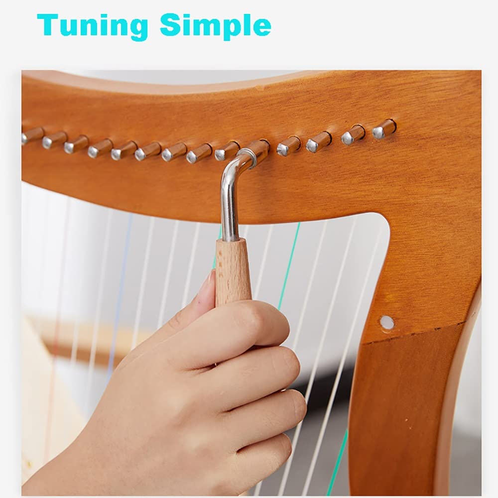 Arpa A 15 Corde, Altezza 64 Cm, in Mogano Massello, con Chiave di Accordatura, Custodia Morbida, Corde di Ricambio, Spartito Musicale in Inglese, Ideale per Principianti,