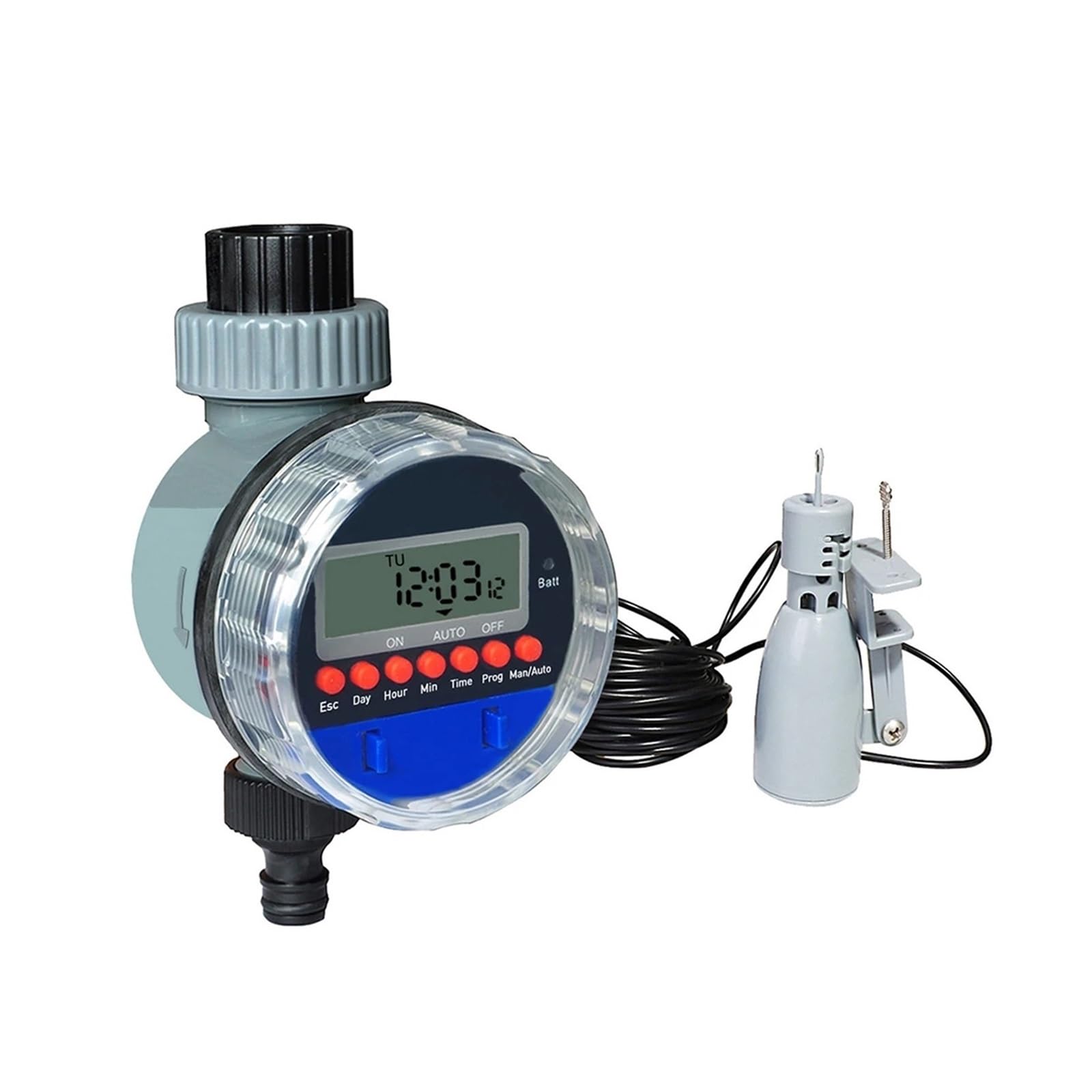 NURII Temporizzatore Automatico for irrigazione con valvola a Sfera da Giardino, Controller for irrigazione con Timer for irrigazione Impermeabile Domestico 21026A e sensore Pioggia