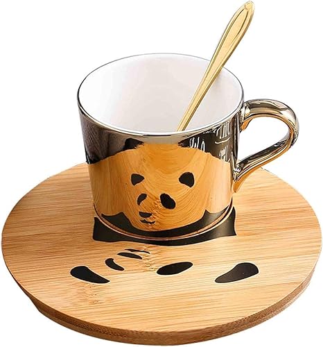 Taza de café de porcelana de oro y platillo de cerámica juegos de té creativos de cocina tazas de café para café decoración del hogar (color: A)
