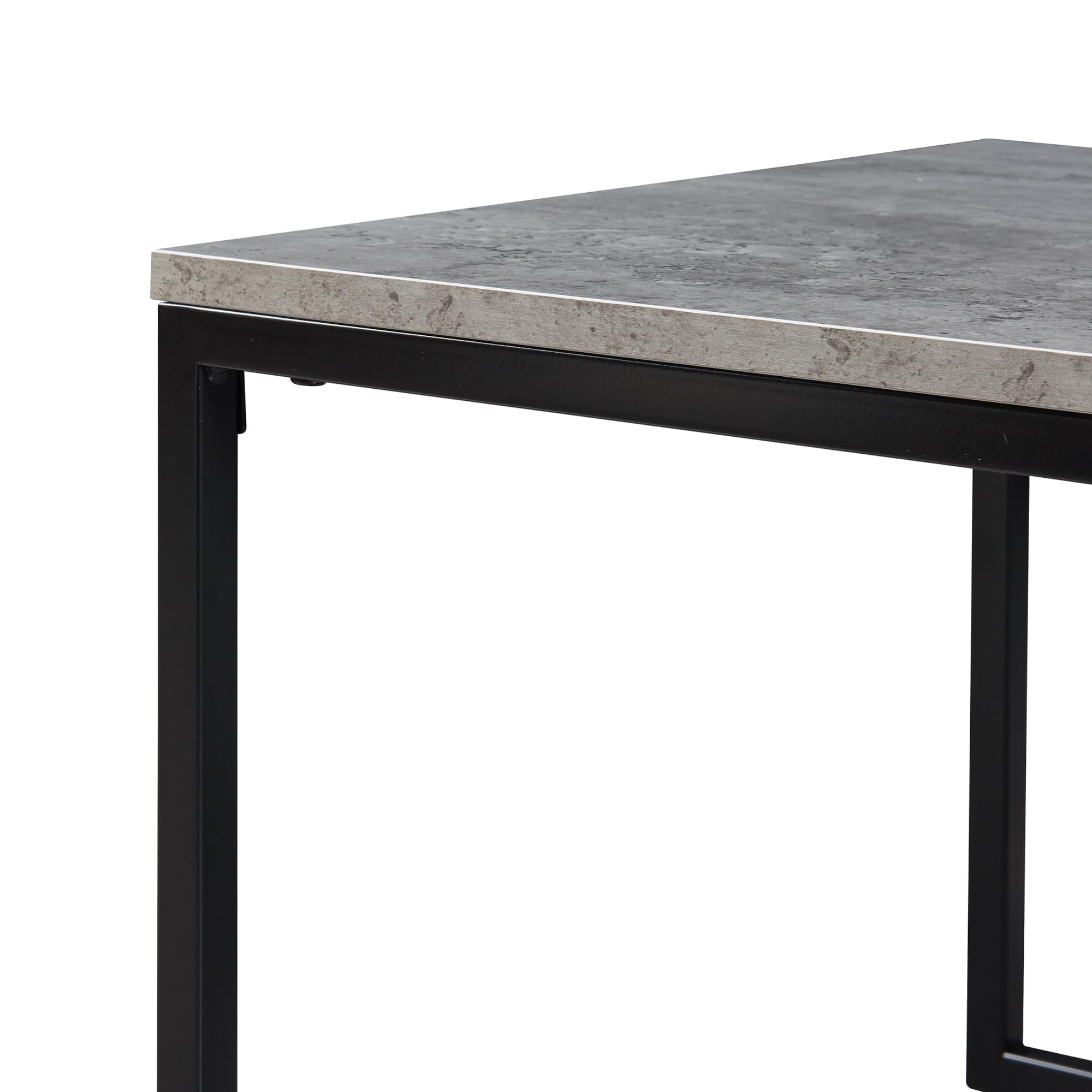 [en.casa] Juego de 2 Mesas Nido Hyllestad Set de 2 Mesas Auxiliares Rectangulares Mesas de Centro para Salón Oficina Estilo Industrial Acero Aglomerado - Negro/Efecto Hormigón