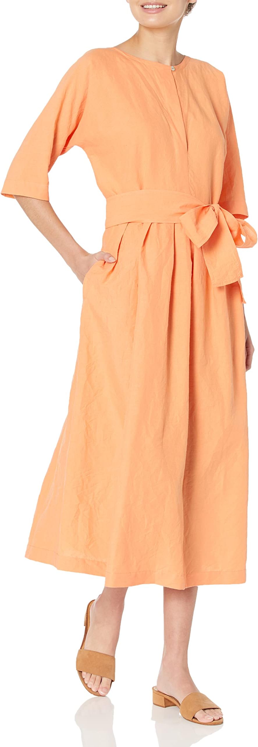 Vincewomens Boat Nk Belted Dress Dress
