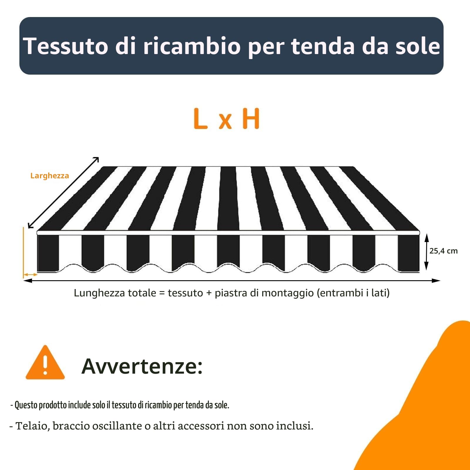 Tessuto di Ricambio per Tende da Sole Telo di Ricambio da Giardino Impermeabile Copertura Avvolgibile in Tettoia per Esterni 280g Poliestere Ricambio Retrattile per Balcone